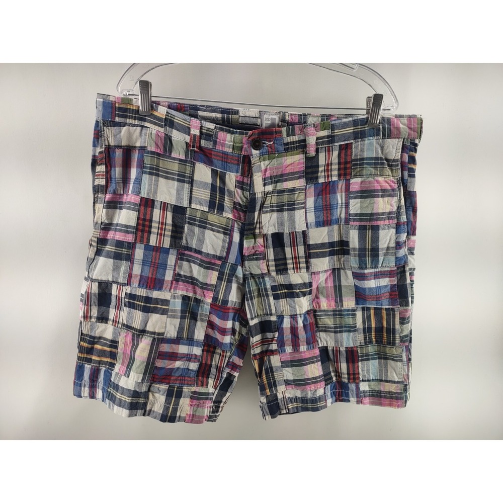 JCP Madras Plaid‎ Patchwork Chino Shorts Men's Size 38 100% Cotton Bangladesh